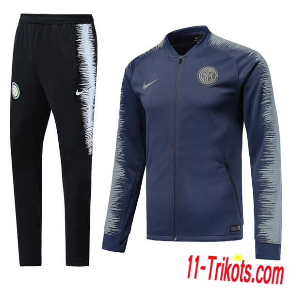Neuestes Fussball Inter Milan Trainingsanzug (Jacken) Blau/Grau 2018 2019 | 11-trikots