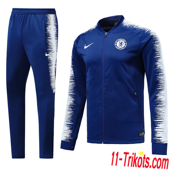Neuestes Fussball FC Chelsea Trainingsanzug (Jacken) Blau/Weiß 2018 2019 | 11-trikots