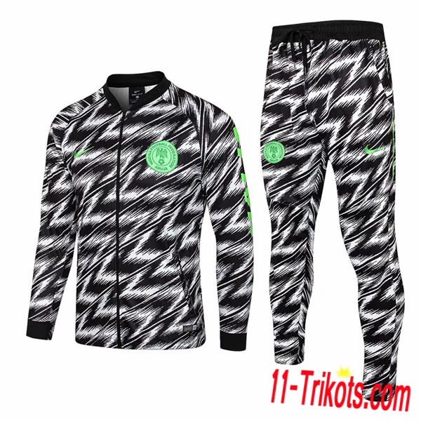 Neuestes Fussball Nigeria Trainingsanzug (Jacken) Schwarz/Weiß 2018 2019 | 11-trikots