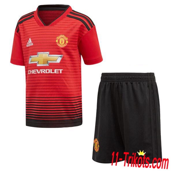 Beflockung Manchester United Kinder Trikotsatz 2018/2019 Kurzarm Heimtrikot Rot Schwarz Neuer