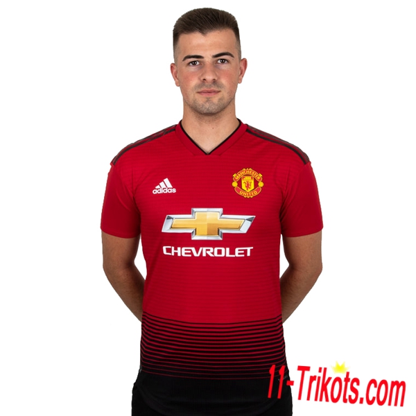 Neues Manchester United Herren Heimtrikot Rot Schwarz 2018/2019 Kurzarm Erstellen