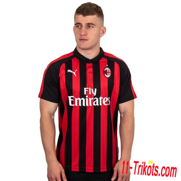 Neues AC Milan Herren Heimtrikot Rot Schwarz 2018/2019 Kurzarm Erstellen