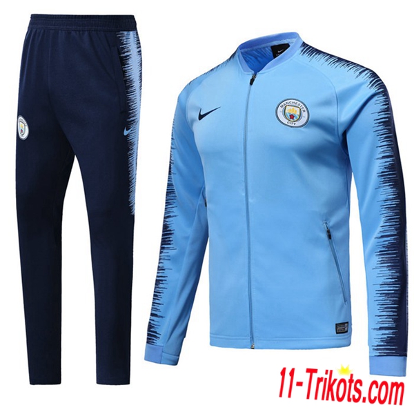 Neuestes Fussball Manchester City Trainingsanzug (Jacken) Blau/Schwarz 2018 2019 | 11-trikots
