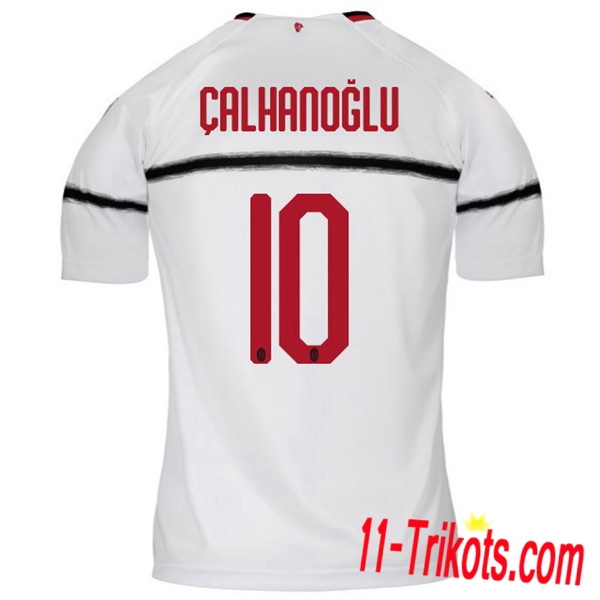 Spielername | Neues AC Milan Auswärtstrikot ÇALHANOGLU 10 Weiss 2018-19 Kurzarm Herren