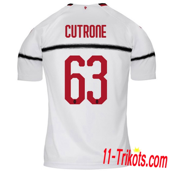 Spielername | Neues AC Milan Auswärtstrikot CUTRONE 63 Weiss 2018-19 Kurzarm Herren