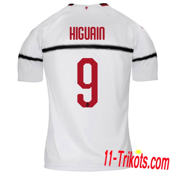 Spielername | Neues AC Milan Auswärtstrikot HIGUAIN 9 Weiss 2018-19 Kurzarm Herren