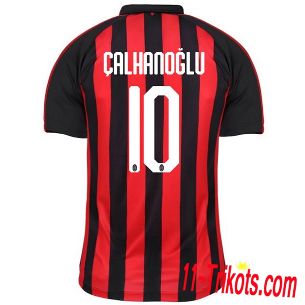 Spielername | Neues AC Milan Heimtrikot ÇALHANOGLU 10 Rot-Schwarz 2018-19 Kurzarm Herren