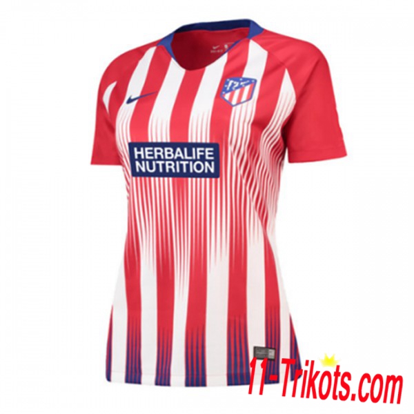 11-trikots | Atletico Madrid Heim Trikot Damen Rot-Weiss Kurzarm Neue Saison 2018 19