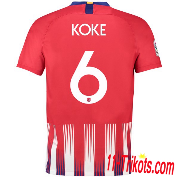 Spielername | Neues Atletico Madrid Heimtrikot 6 KOKE Rot-Weiss 2018-19 Kurzarm Herren