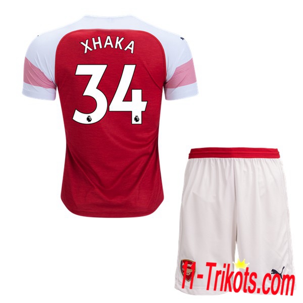 Beflockung Arsenal XHAKA 34 Kurzarm Trikotsatz Kinder Heim Rot-Weiss 2018 2019 Neuer