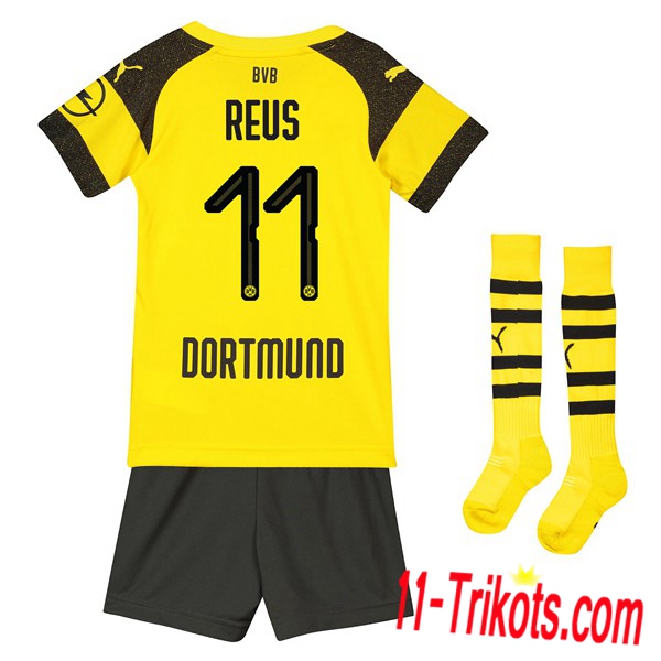 Beflockung Dortmund BVB REUS 11 Kurzarm Trikotsatz Kinder Heim Gelb 2018 2019 Neuer