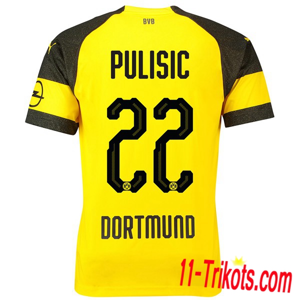 Spielername | Neues Borussia Dortmund Heimtrikot PULISIK 22 Gelb 2018-19 Kurzarm Herren