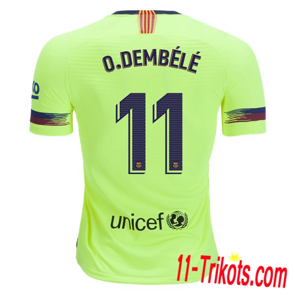 Spielername | Neues Barcelona Auswärtstrikot 11 O.DEMBELE Grün 2018-19 Kurzarm Herren