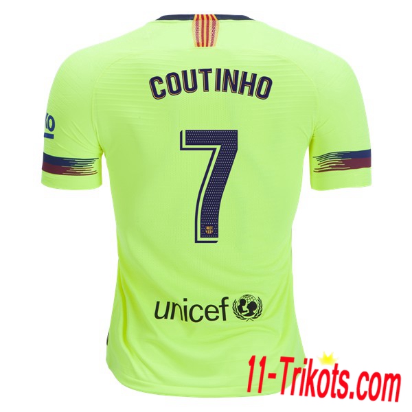 Spielername | Neues Barcelona Auswärtstrikot 7 Coutinho Grün 2018-19 Kurzarm Herren