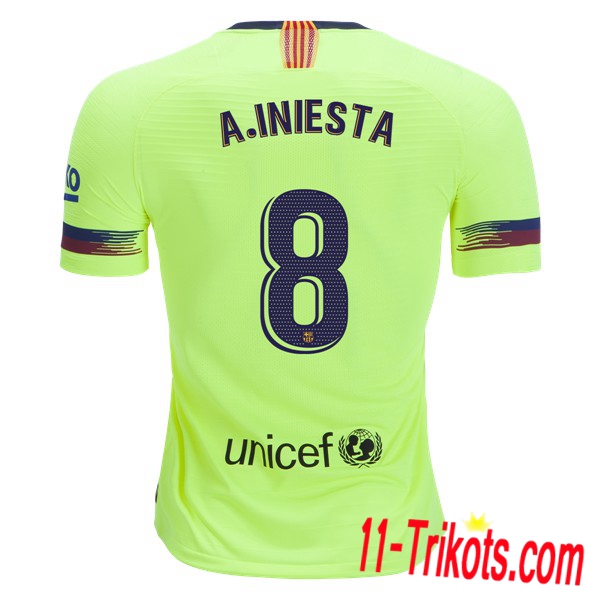 Spielername | Neues Barcelona Auswärtstrikot 8 A.Iniesta Grün 2018-19 Kurzarm Herren