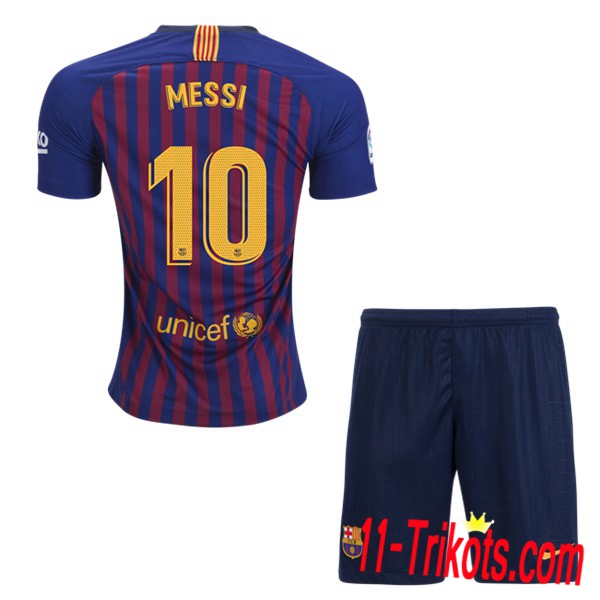 Beflockung FC Barcelona 10 MESSI Kurzarm Trikotsatz Kinder Heim Blau-Rot 2018 2019 Neuer