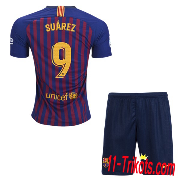 Beflockung FC Barcelona 9 SUAREZ Kurzarm Trikotsatz Kinder Heim Blau-Rot 2018 2019 Neuer