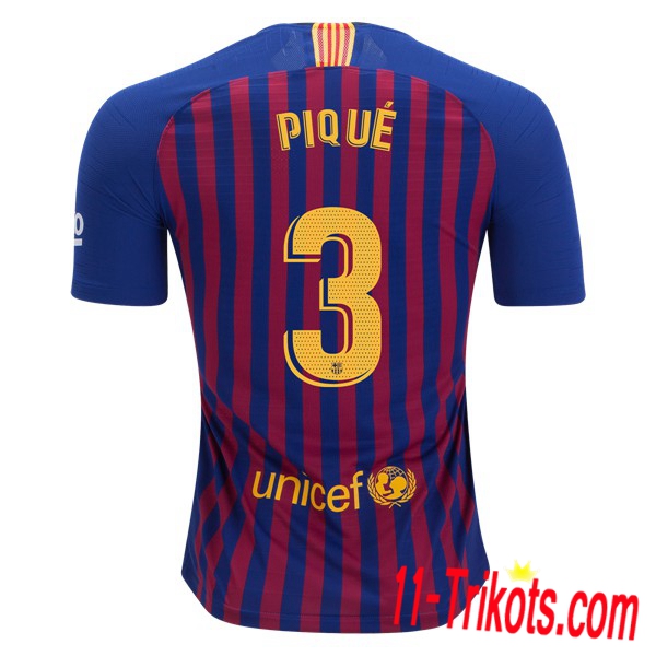 Spielername | Neues Barcelona Heimtrikot 3 PIQUE Blau-Rot 2018-19 Kurzarm Herren