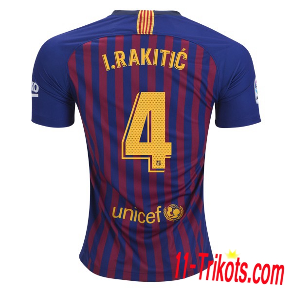Spielername | Neues Barcelona Heimtrikot 4 I.RAKITIC Blau-Rot 2018-19 Kurzarm Herren