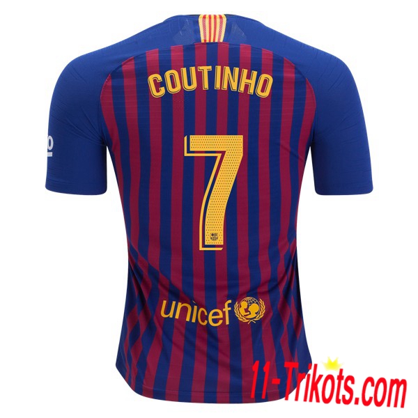 Spielername | Neues Barcelona Heimtrikot 7 Coutinho Blau-Rot 2018-19 Kurzarm Herren