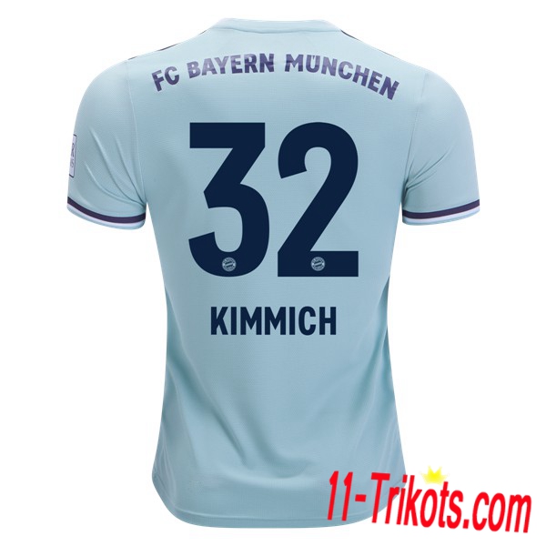 Spielername | Neues FC Bayern München Auswärtstrikot 32 KIMMICH Blau 2018-19 Kurzarm Herren