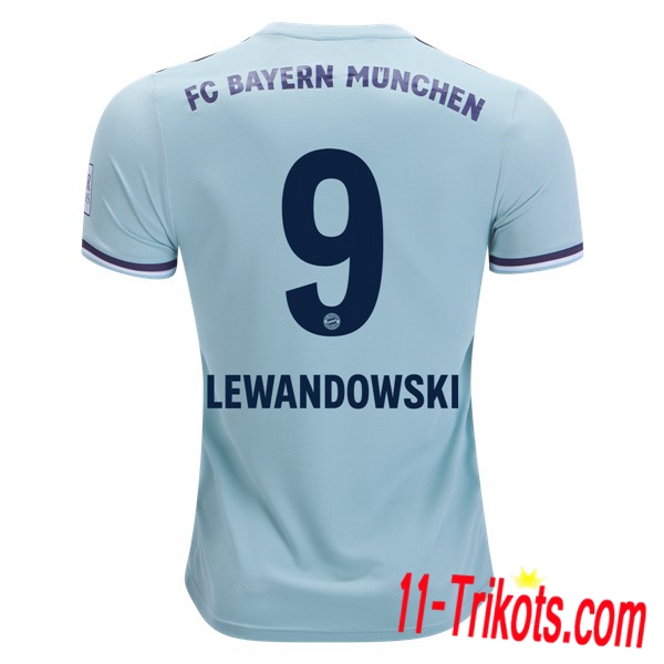 Spielername | Neues FC Bayern München Auswärtstrikot 9 LEWANDOWSKI Blau 2018-19 Kurzarm Herren