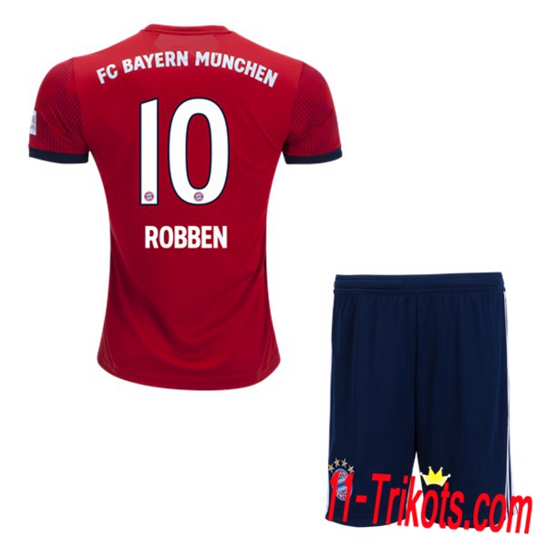 Beflockung Bayern Munich 10 ROBBEN Kurzarm Trikotsatz Kinder Heim Rot 2018 2019 Neuer