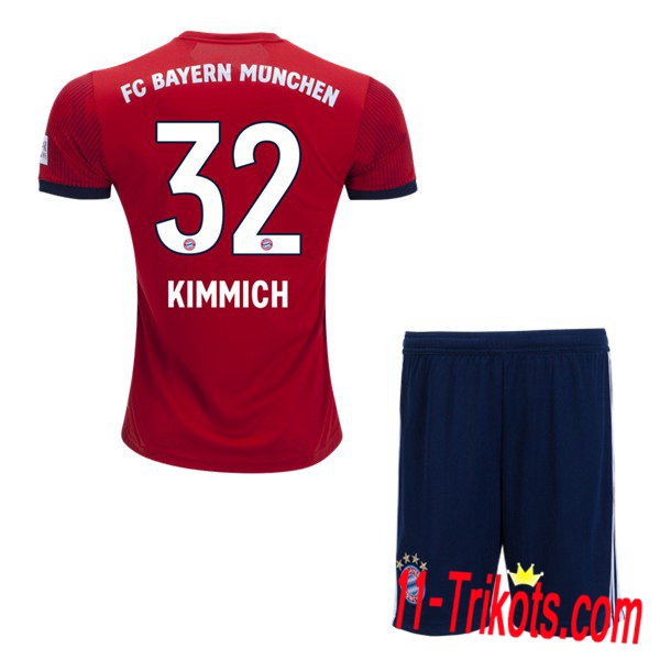 Beflockung Bayern Munich 32 KIMMICH Kurzarm Trikotsatz Kinder Heim Rot 2018 2019 Neuer