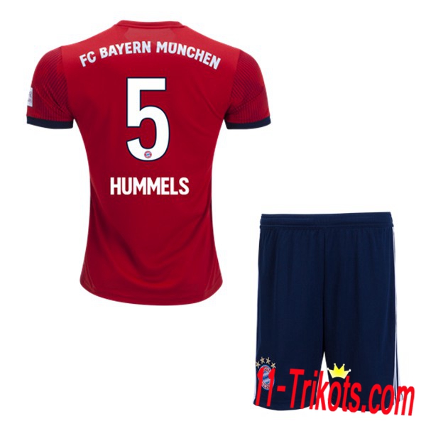 Beflockung Bayern Munich 5 HUMMELS Kurzarm Trikotsatz Kinder Heim Rot 2018 2019 Neuer