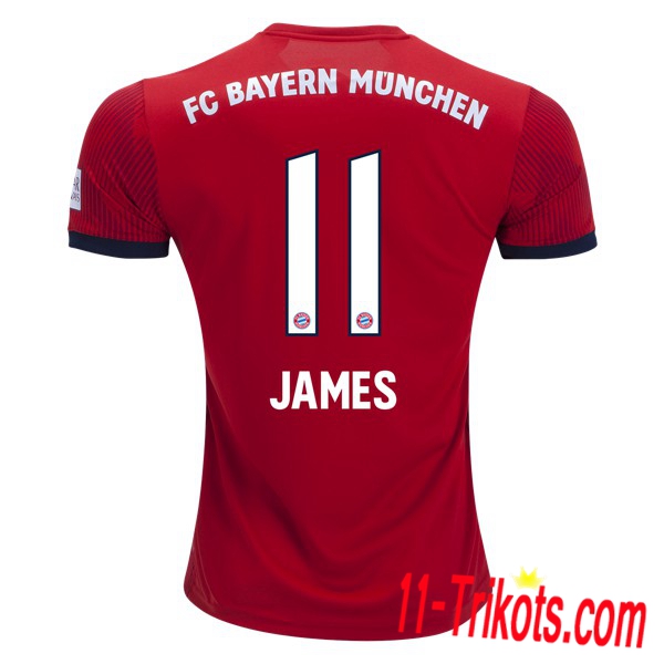 Spielername | Neues FC Bayern München Heimtrikot 11 JAMES Rot 2018-19 Kurzarm Herren