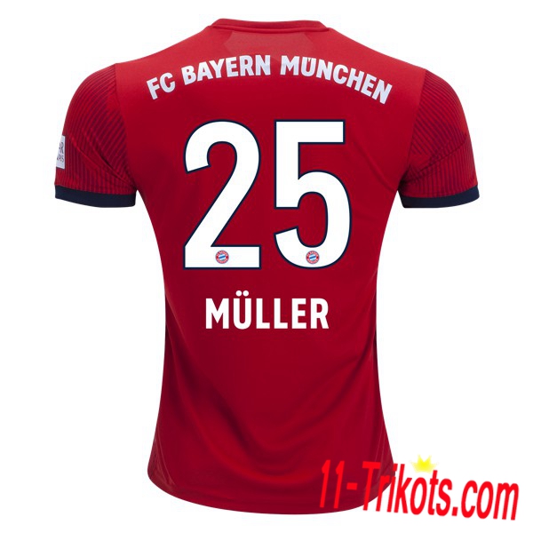Spielername | Neues FC Bayern München Heimtrikot 25 MULLER Rot 2018-19 Kurzarm Herren