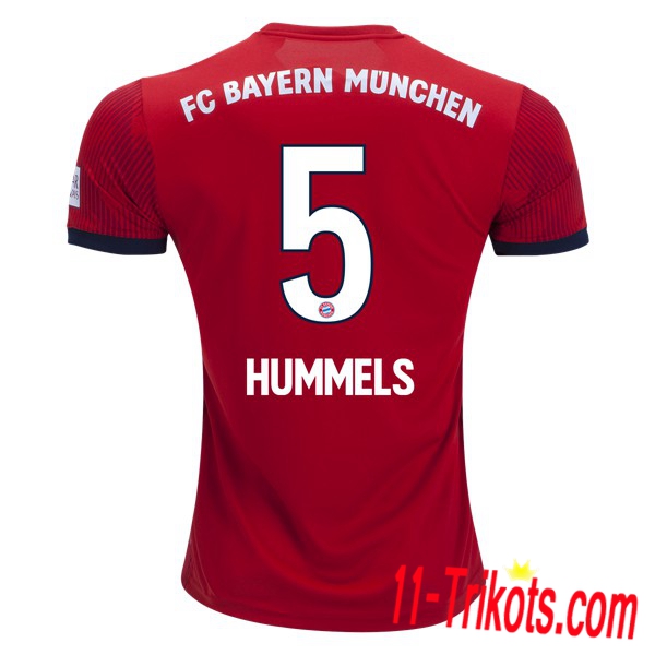 Spielername | Neues FC Bayern München Heimtrikot 5 HUMMELS Rot 2018-19 Kurzarm Herren