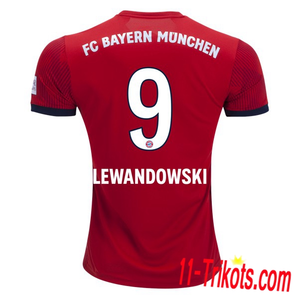 Spielername | Neues FC Bayern München Heimtrikot 9 LEWANDOWSKI Rot 2018-19 Kurzarm Herren