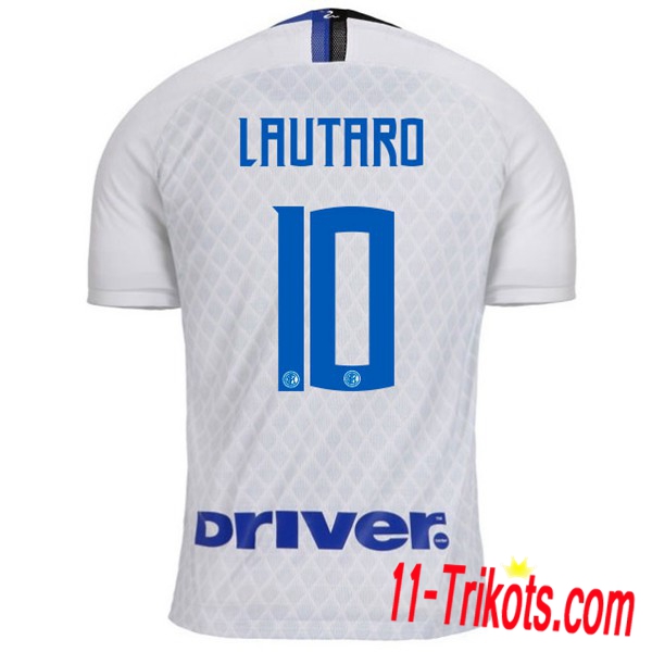 Spielername | Neues Inter Mailand Auswärtstrikot LAUTARO 10 Weiss 2018-19 Kurzarm Herren