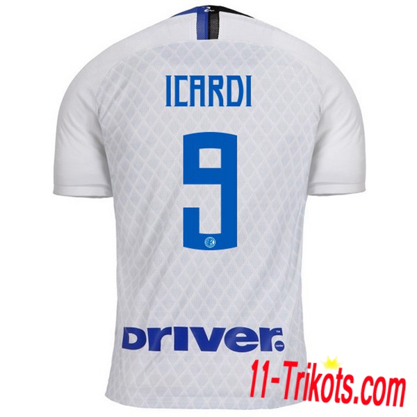 Spielername | Neues Inter Mailand Auswärtstrikot ICARDI 9 Weiss 2018-19 Kurzarm Herren