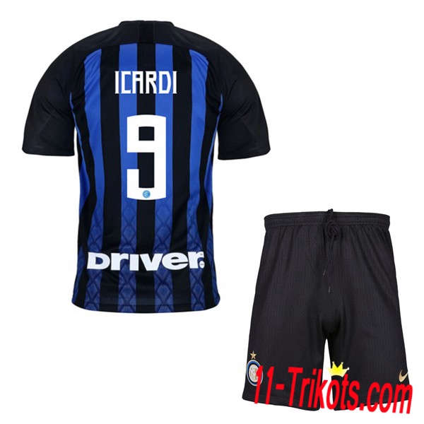 Beflockung Inter Milan ICARDI 9 Kurzarm Trikotsatz Kinder Heim Blau-Schwarz 2018 2019 Neuer