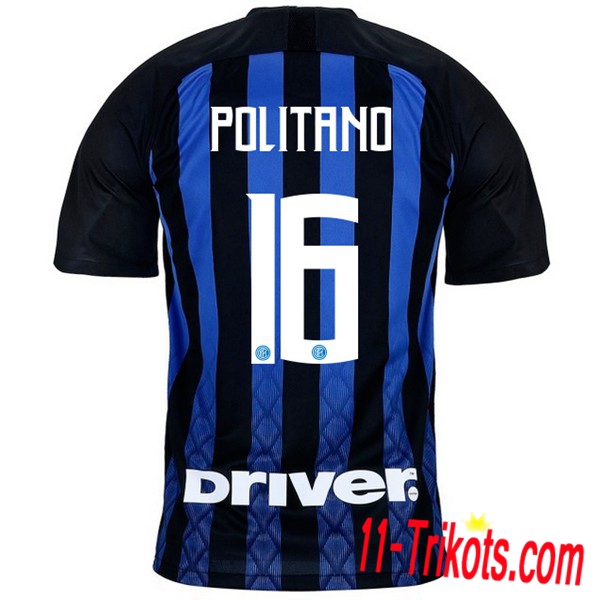 Spielername | Neues Inter Mailand Heimtrikot POLITANO 16 Blau-Schwarz 2018-19 Kurzarm Herren