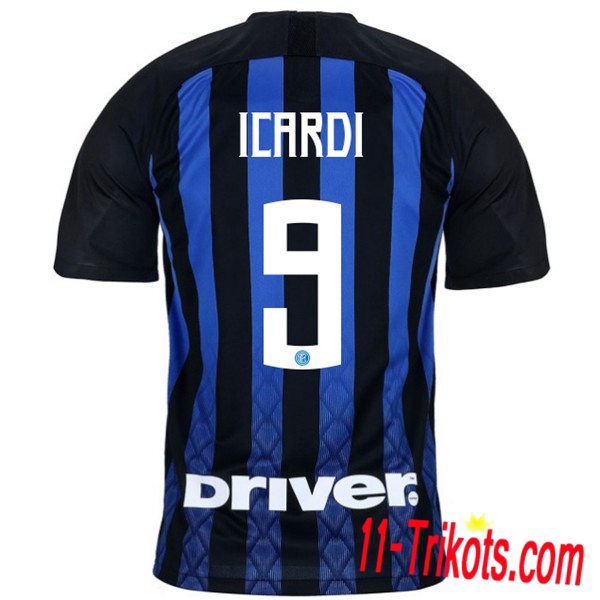 Spielername | Neues Inter Mailand Heimtrikot ICARDI 9 Blau-Schwarz 2018-19 Kurzarm Herren