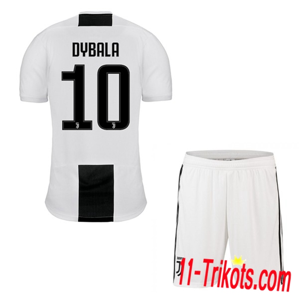 Beflockung Juventus DYBALA 10 Kurzarm Trikotsatz Kinder Heim Schwarz-Weiss 2018 2019 Neuer