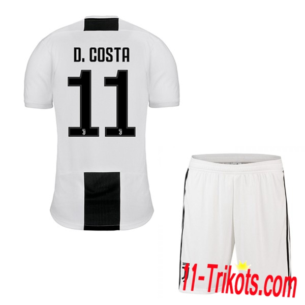 Beflockung Juventus D.COSTA 11 Kurzarm Trikotsatz Kinder Heim Schwarz-Weiss 2018 2019 Neuer