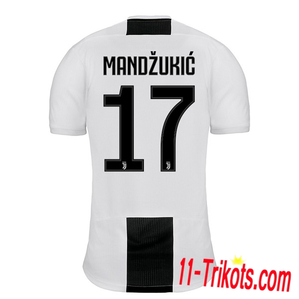 Spielername | Neues Juventus Turin Heimtrikot MANDZUKIC 17 Schwarz-Weiss 2018-19 Kurzarm Herren