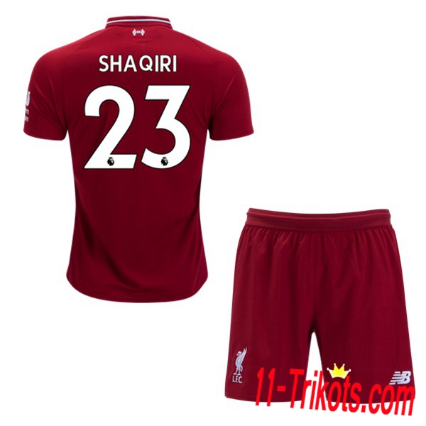 Beflockung FC Liverpool Shaqiri 23 Kurzarm Trikotsatz Kinder Heim Rot 2018 2019 Neuer