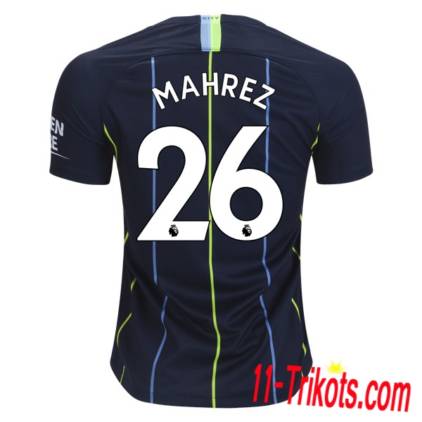 Spielername | Neues Manchester City Auswärtstrikot 26 MAHREZ Schwarz 2018-19 Kurzarm Herren