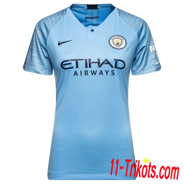 11-trikots | Manchester City Heim Trikot Damen Ciel Blau Kurzarm Neue Saison 2018 19