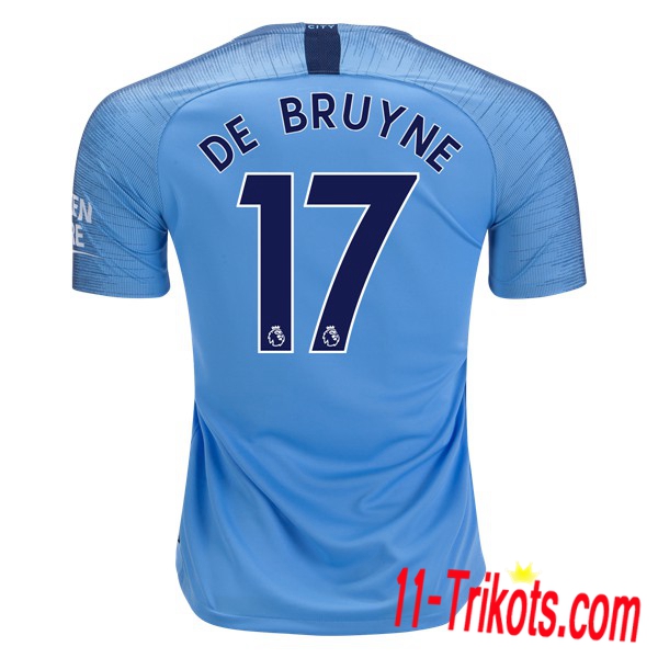 Spielername | Neues Manchester City Heimtrikot 17 DE BRUYNE Ciel Blau 2018-19 Kurzarm Herren