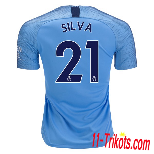 Spielername | Neues Manchester City Heimtrikot 21 SILVA Ciel Blau 2018-19 Kurzarm Herren