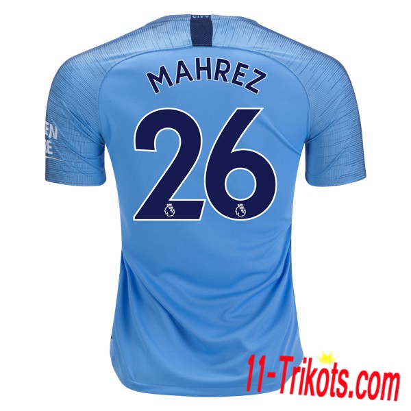 Spielername | Neues Manchester City Heimtrikot 26 MAHREZ Ciel Blau 2018-19 Kurzarm Herren