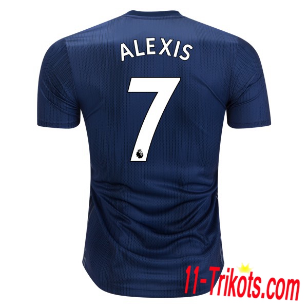 Spielername | Neues Manchester United Third Trikot 7 ALEXIS Marineblau 2018-19 Kurzarm Herren