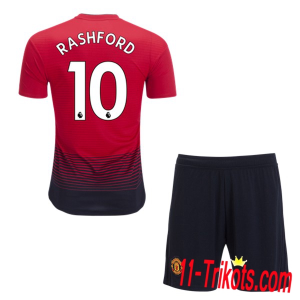 Beflockung Manchester United 10 Rashford Kurzarm Trikotsatz Kinder Heim Rot 2018 2019 Neuer