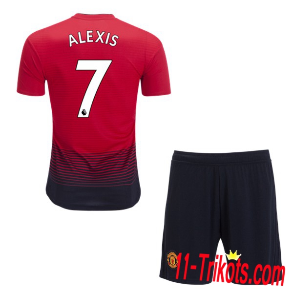 Beflockung Manchester United 7 ALEXIS Kurzarm Trikotsatz Kinder Heim Rot 2018 2019 Neuer